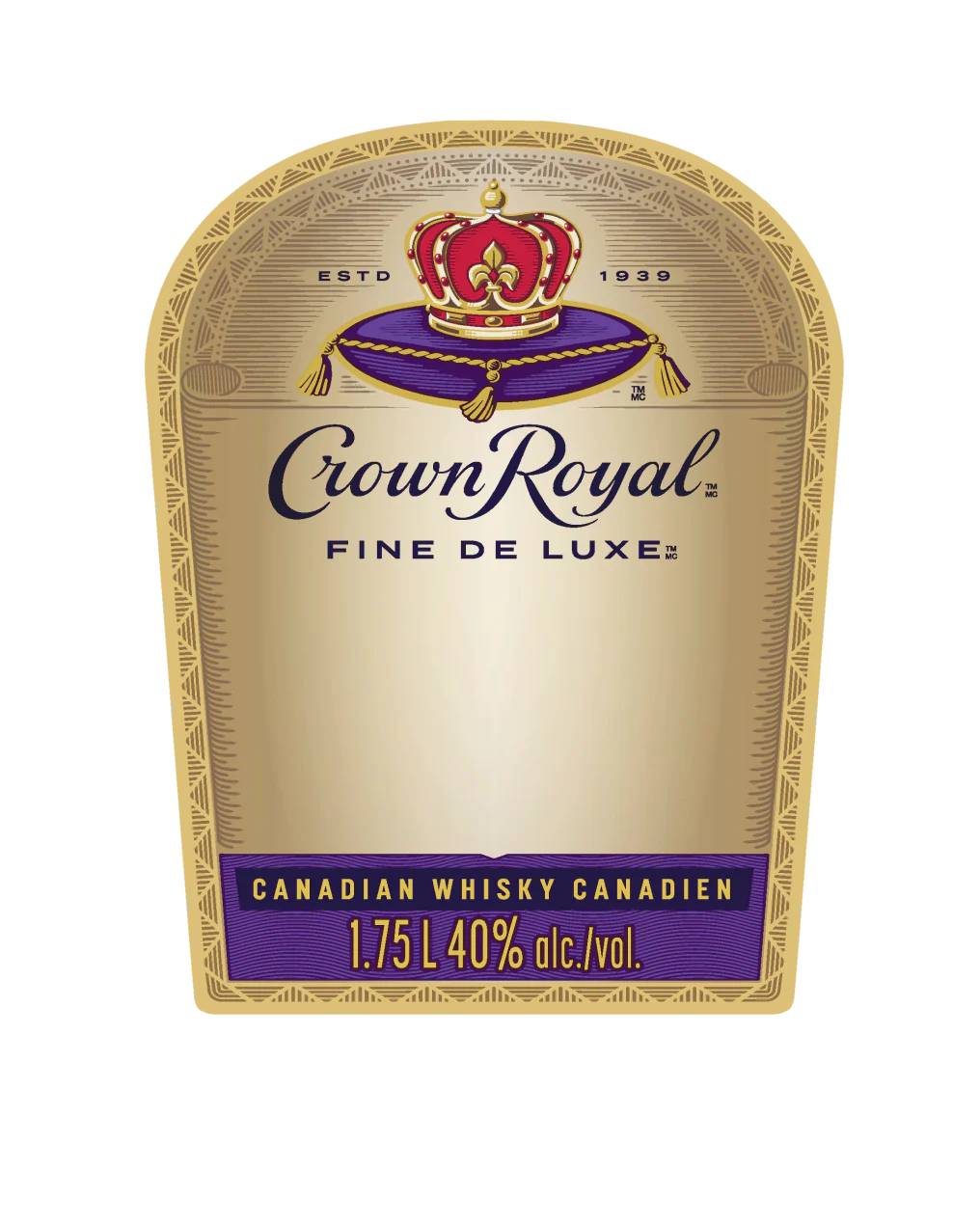 1.75l Crown Royal Fine De Luxe Label
