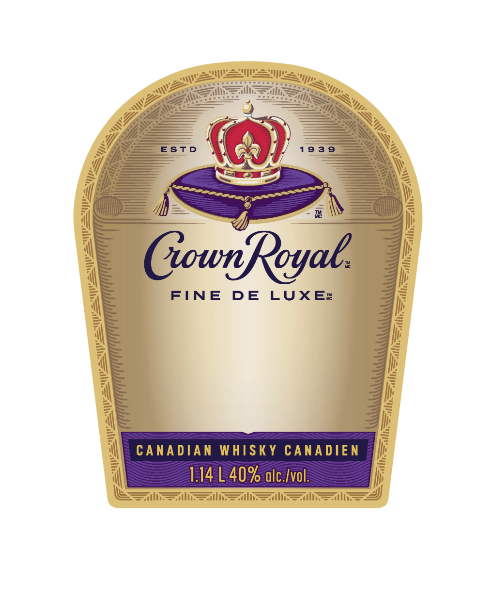 1.14l Crown Royal Fine De Luxe Label
