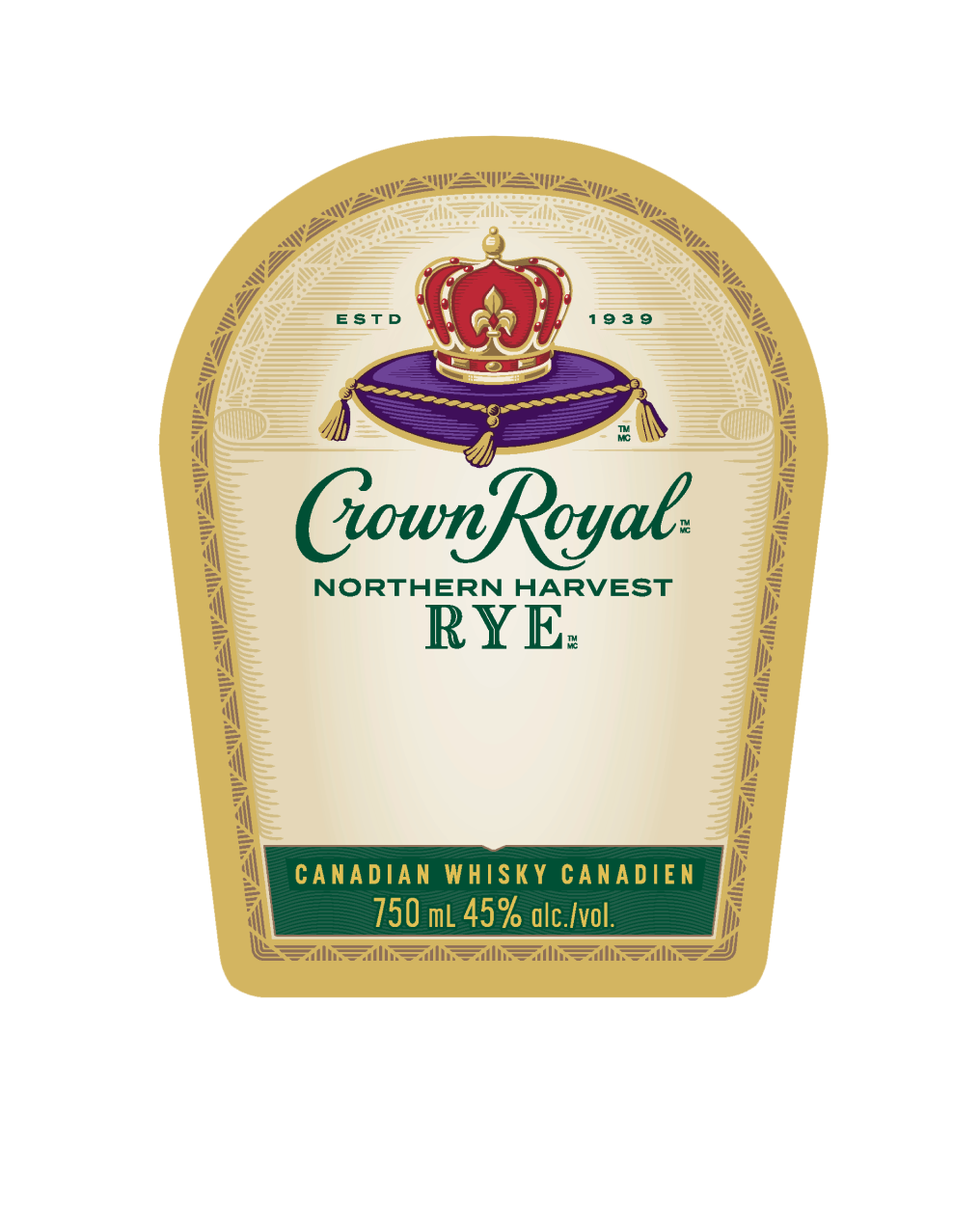 750ml Crown Royal Northern Harvest Rye Label